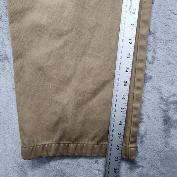 George Pants Mens 34X32 Tan Khaki Chino Straight Leg Cotton Casual Office Preppy - Picture 8 of 10